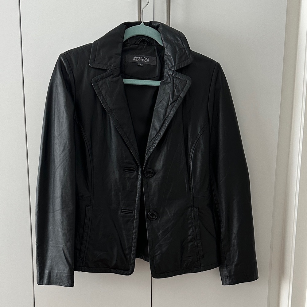 Black Leather Blazer Jacket